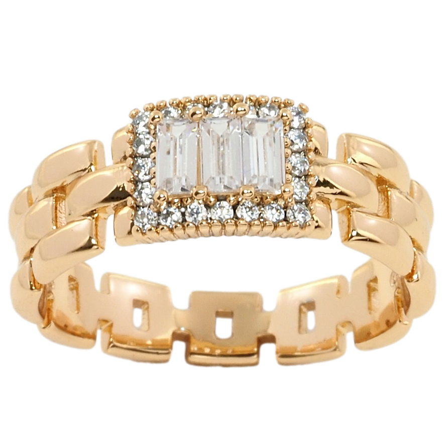 Кольцо Xuping Позолота 18K Браслетный узор с вставкой из циркония фото №1 Кольцо Xuping Позолота 18K Браслетный узор с вставкой из циркония фото №1