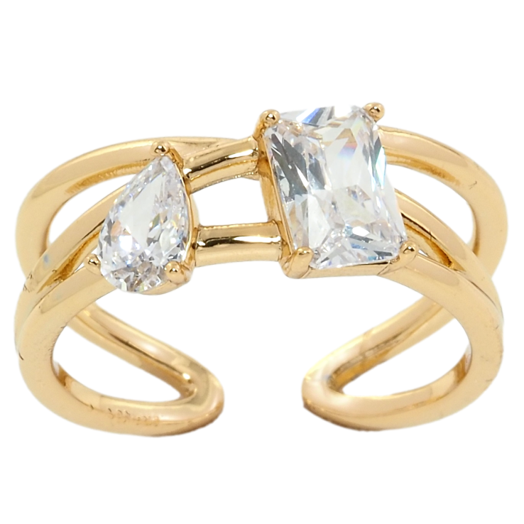 Каблучка Xuping Позолота 18K Два фіаніти фото №22 Каблучка Xuping Позолота 18K Два фіаніти фото №22
