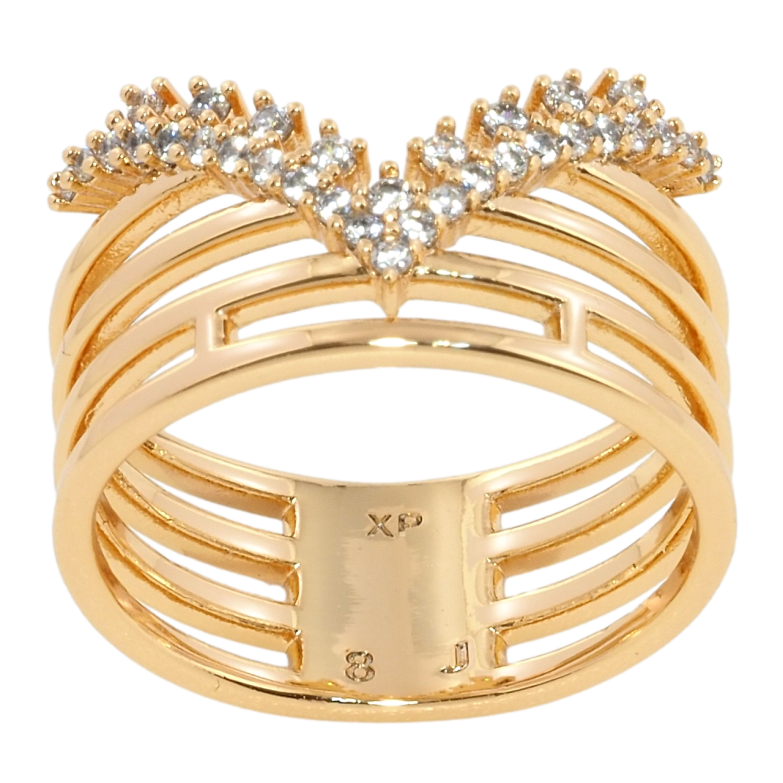 Каблучка Xuping Позолота 18K Широка шинка з візерунком із цирконію фото №7
