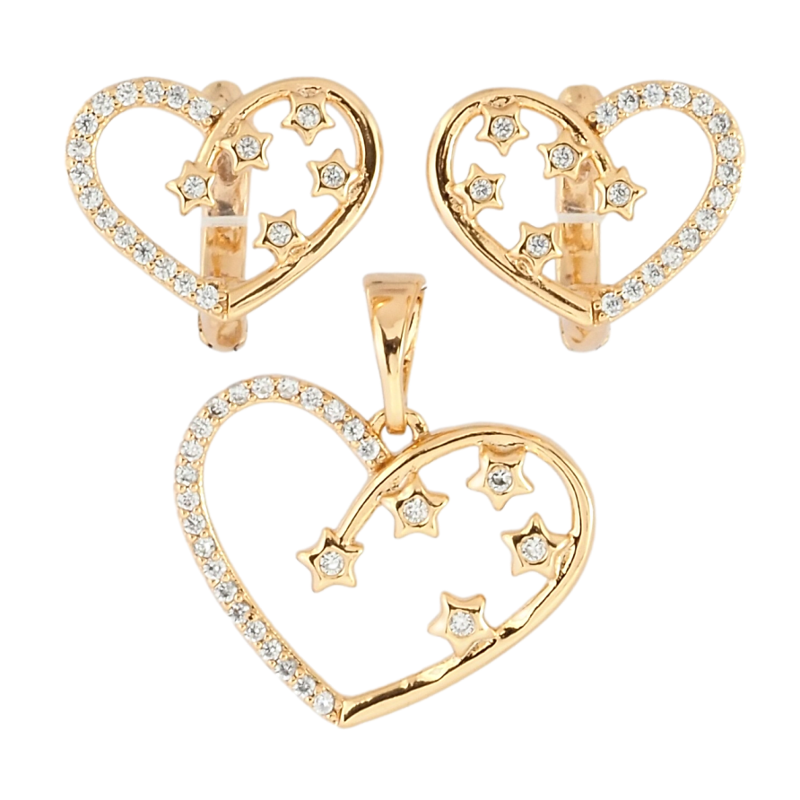 Набор Xuping Позолота 18K Серьги Кулон Сердечки фото №1 Набор Xuping Позолота 18K Серьги Кулон Сердечки фото №1
