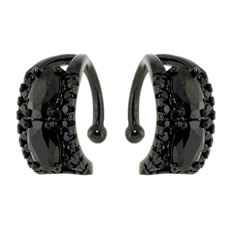 Серьги Xuping Позолота Black (черное золото) каффы Инкрустация черным цирконием фото №5 Серьги Xuping Позолота Black (черное золото) каффы Инкрустация черным цирконием фото №5