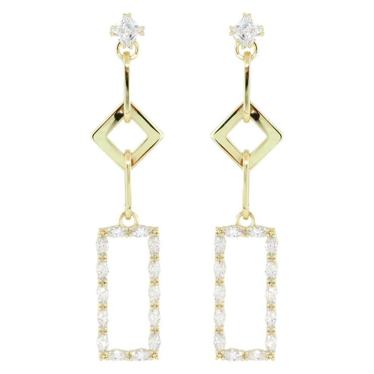 Сережки Xuping Позолота 14K пусети Геометричні підвіски з цирконієм фото №21