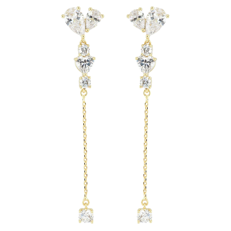 Сережки Xuping Позолота 14K пусети Кришталеві підвіски фото №6