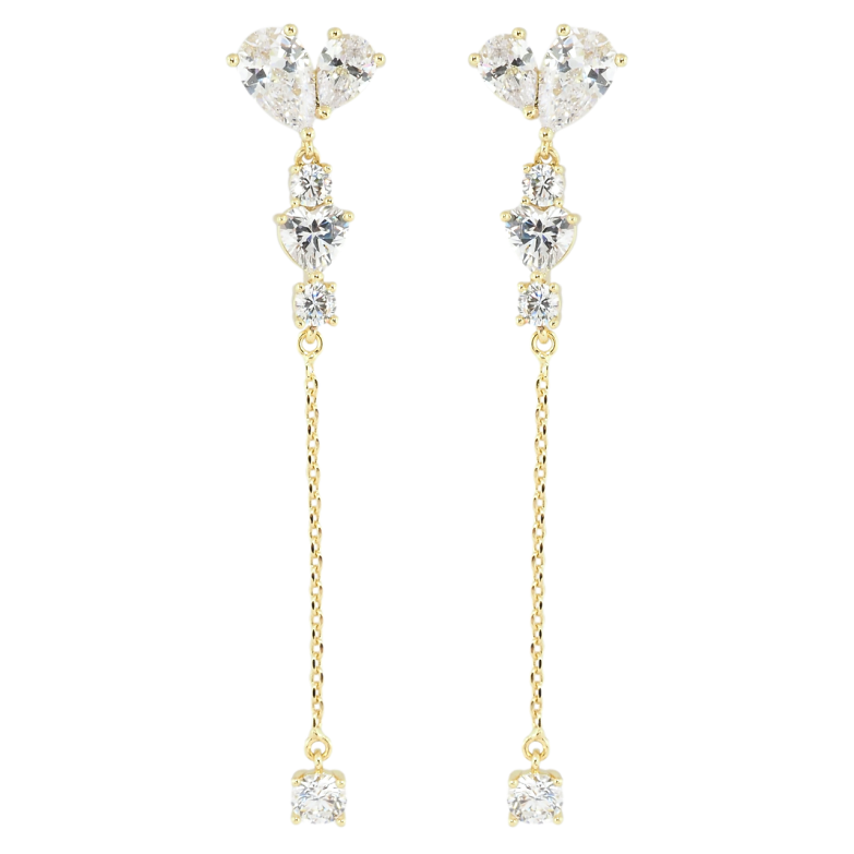 Серьги Xuping Позолота 14K пусеты Кристальные подвески фото №2