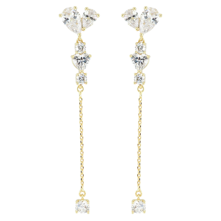 Сережки Xuping Позолота 14K пусети Кришталеві підвіски фото №1