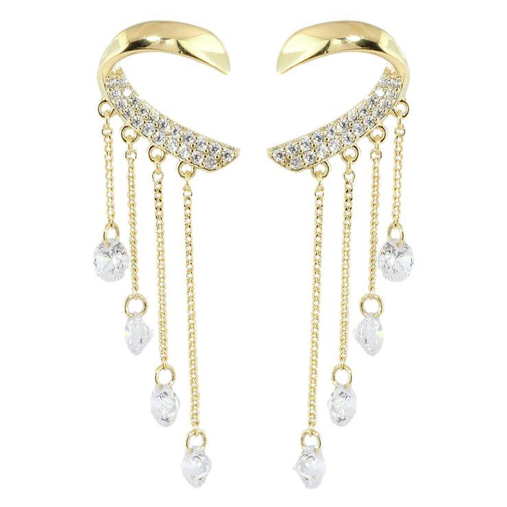 Сережки Xuping Позолота 14K пусети Кришталеві підвіски фото №10