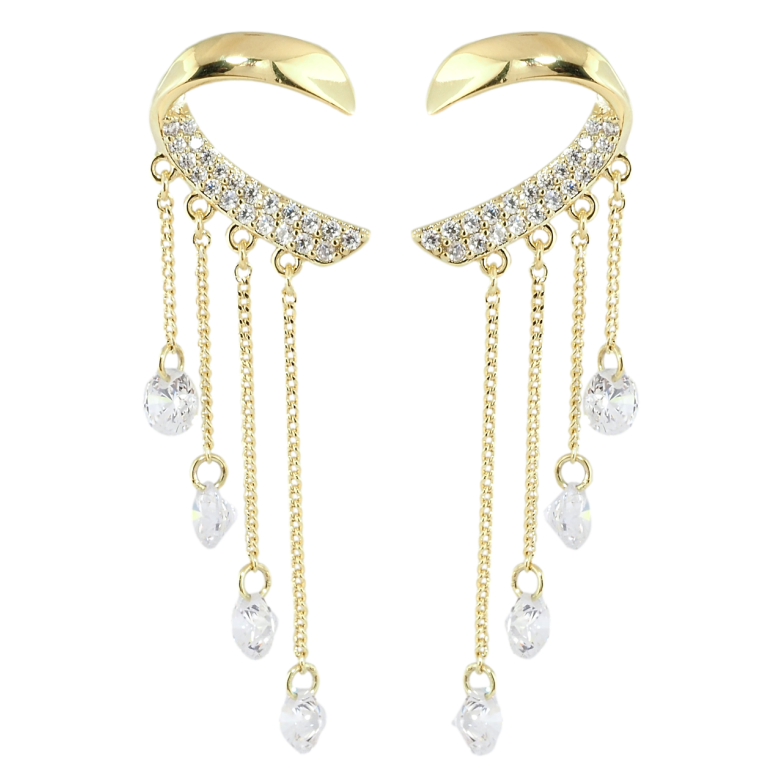 Серьги Xuping Позолота 14K пусеты Кристальные подвески фото №3