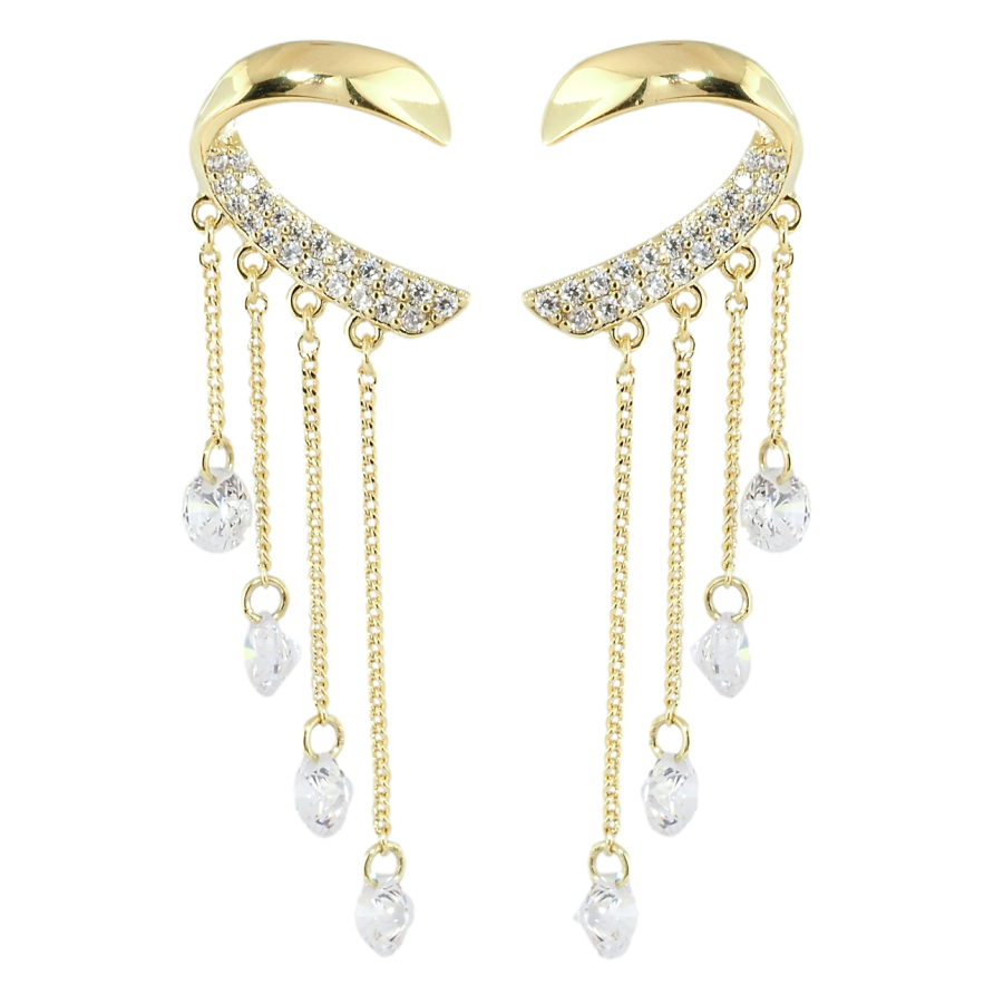Сережки Xuping Позолота 14K пусети Кришталеві підвіски фото №1