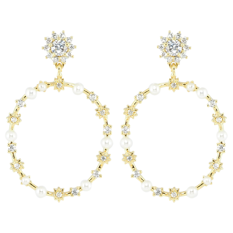 Серьги Xuping Позолота 14K пусеты Декоративные подвески с жемчужинами и цирконием фото №1 Серьги Xuping Позолота 14K пусеты Декоративные подвески с жемчужинами и цирконием фото №1