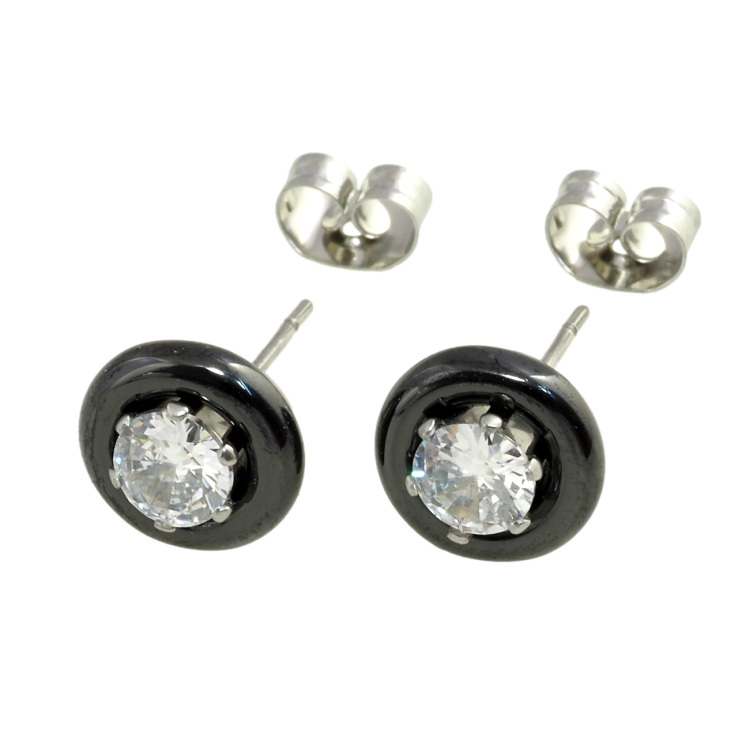 Серьги Xuping TTM Stainless Steel цвет Родий пусеты Круги из черной керамики с цирконием ø 9мм фото №25 Серьги Xuping TTM Stainless Steel цвет Родий пусеты Круги из черной керамики с цирконием ø 9мм фото №25