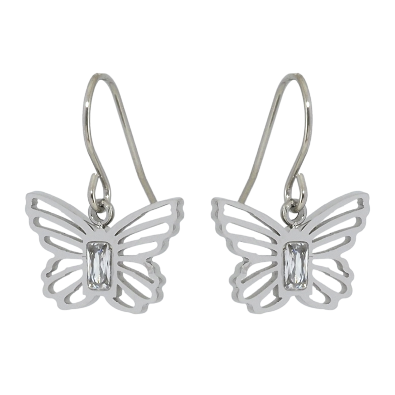 Сережки Xuping TTM Stainless Steel колір Родій французький замок Метелики фото №3 Сережки Xuping TTM Stainless Steel колір Родій французький замок Метелики фото №3