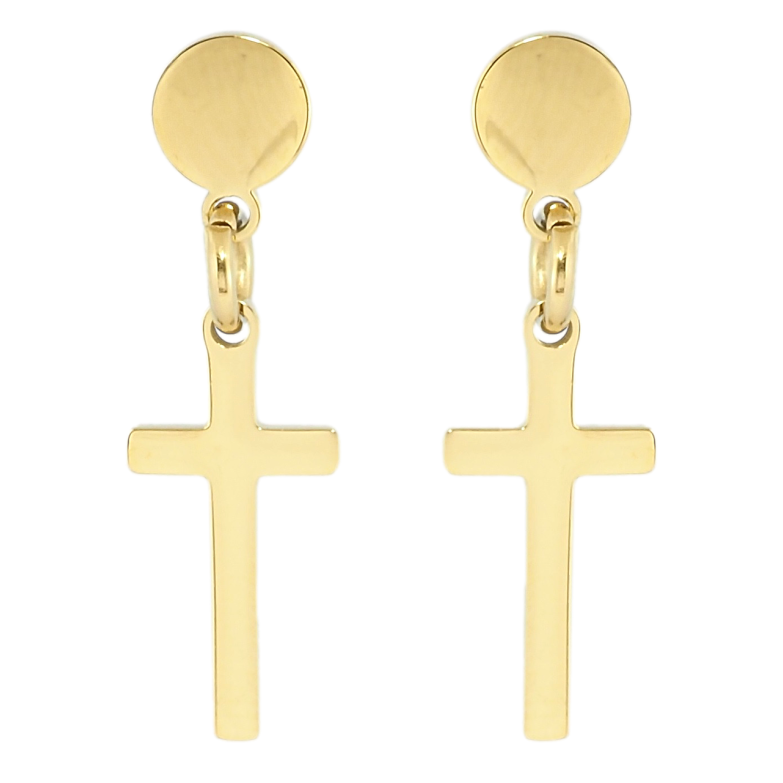 Сережки Xuping TTM Stainless Steel колір 14K пусети Хрестики фото №10 Сережки Xuping TTM Stainless Steel колір 14K пусети Хрестики фото №10