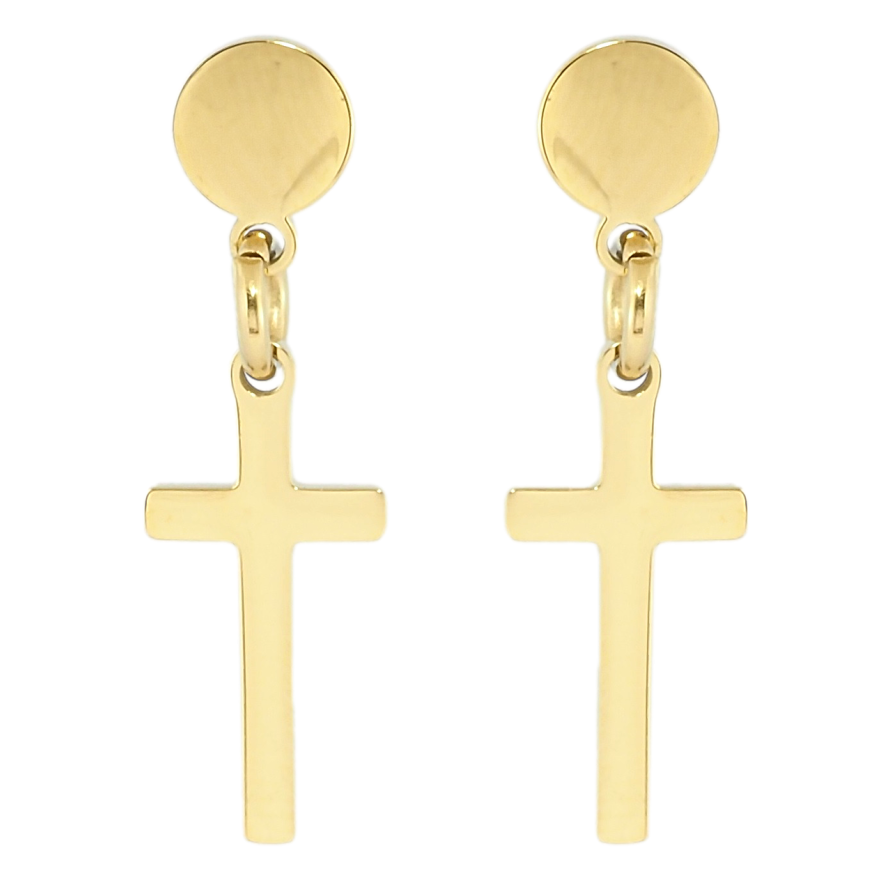 Сережки Xuping TTM Stainless Steel колір 14K пусети Хрестики фото №1 Сережки Xuping TTM Stainless Steel колір 14K пусети Хрестики фото №1