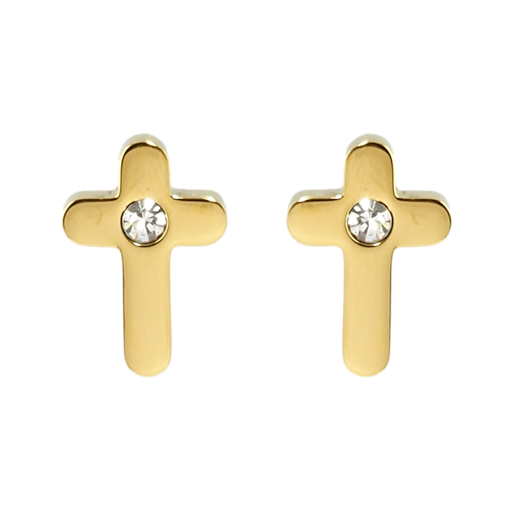 Серьги Xuping TTM Stainless Steel цвет 14K пусеты Крестики фото №7 Серьги Xuping TTM Stainless Steel цвет 14K пусеты Крестики фото №7