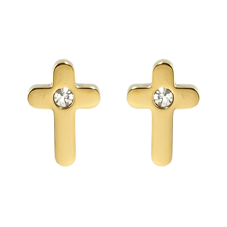 Сережки Xuping TTM Stainless Steel колір 14K пусети Хрестики фото №19