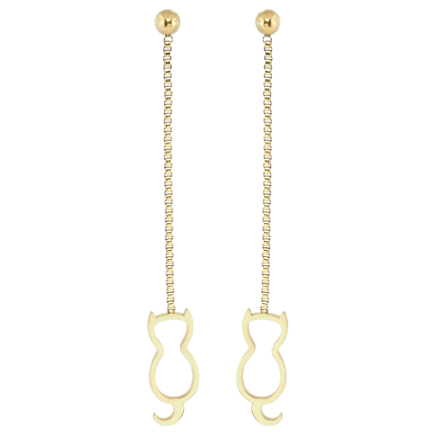 Сережки Xuping TTM Stainless Steel колір 14K пусети Підвіски кішки фото №1