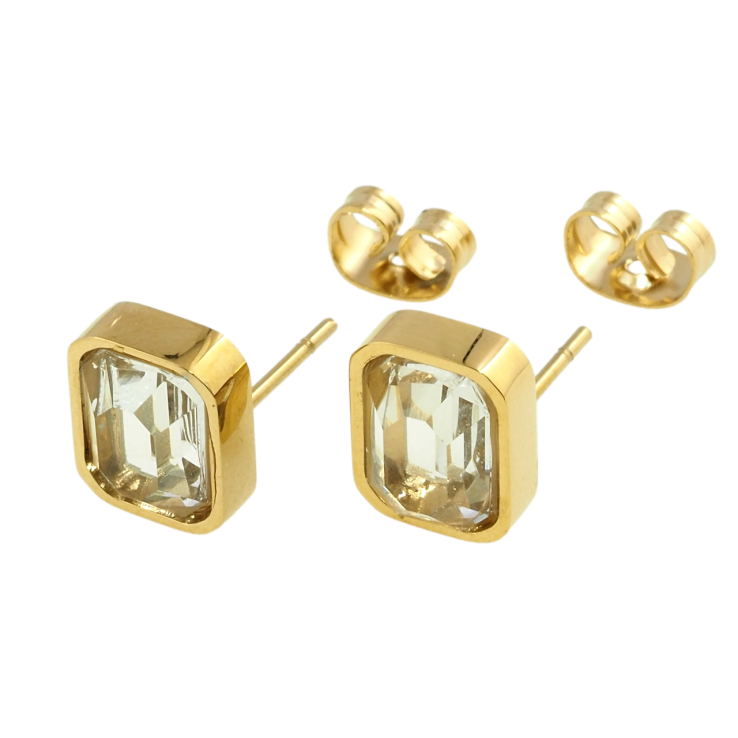 Серьги Xuping TTM Stainless Steel цвет 14K пусеты Граненные кристаллы 8х10мм фото №18 Серьги Xuping TTM Stainless Steel цвет 14K пусеты Граненные кристаллы 8х10мм фото №18