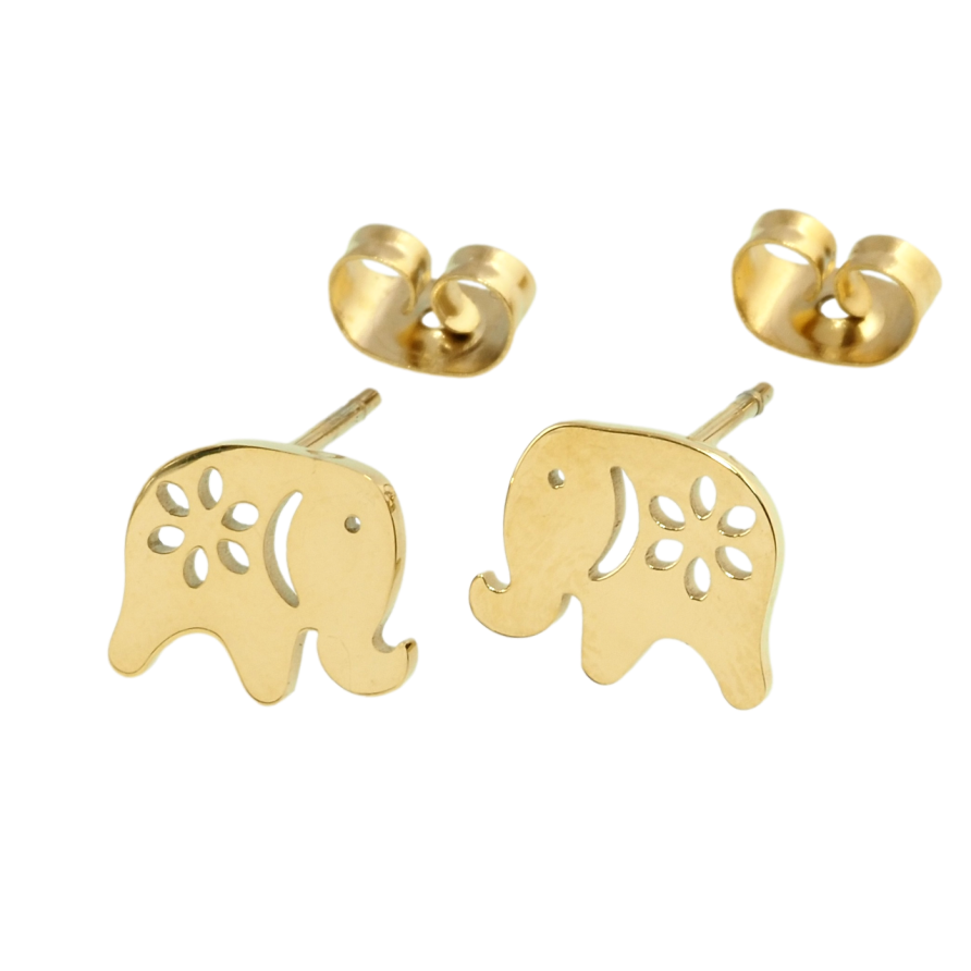 Серьги Xuping TTM Stainless Steel цвет 14K пусеты Слоники фото №1