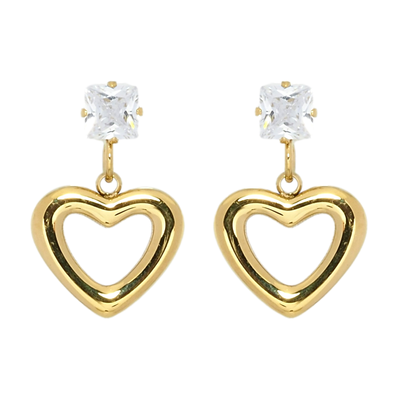 Сережки Xuping TTM Stainless Steel колір 14K пусети Сердечки фото №1