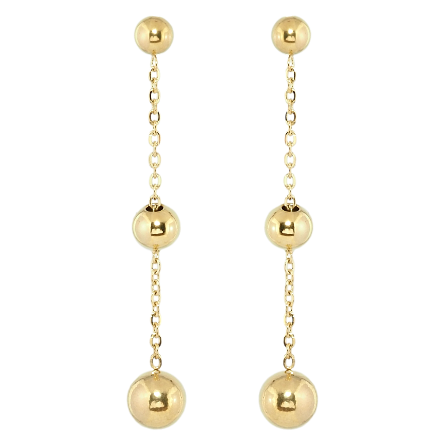 Сережки Xuping TTM Stainless Steel колір 14K пусети Підвіски кульки на ланцюжку фото №1