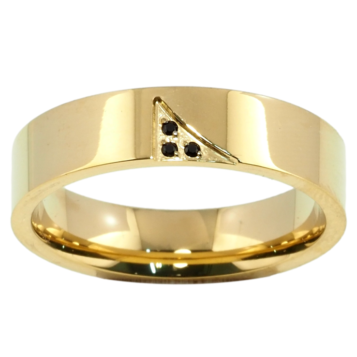 Кольцо Xuping TTM Stainless Steel Цвет 14К Обручальное, с черным цирконием, ш.5мм фото №24