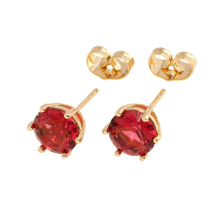 Серьги Xuping Позолота 18K пусеты Красные фианиты в 6-ти крапановой оправе ø 8мм фото №6 Серьги Xuping Позолота 18K пусеты Красные фианиты в 6-ти крапановой оправе ø 8мм фото №6