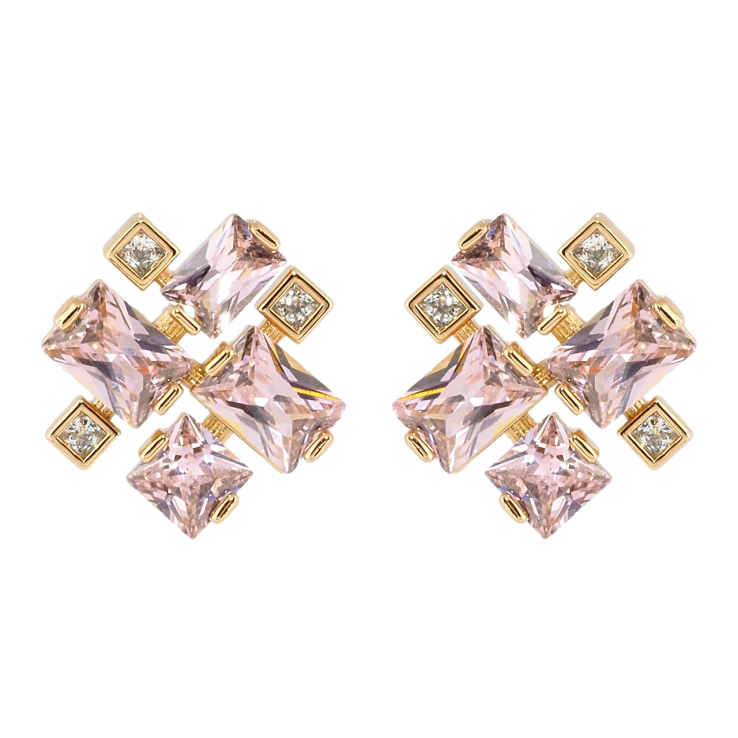Серьги Xuping Позолота 18K пусеты Розовые фианиты фото №22 Серьги Xuping Позолота 18K пусеты Розовые фианиты фото №22
