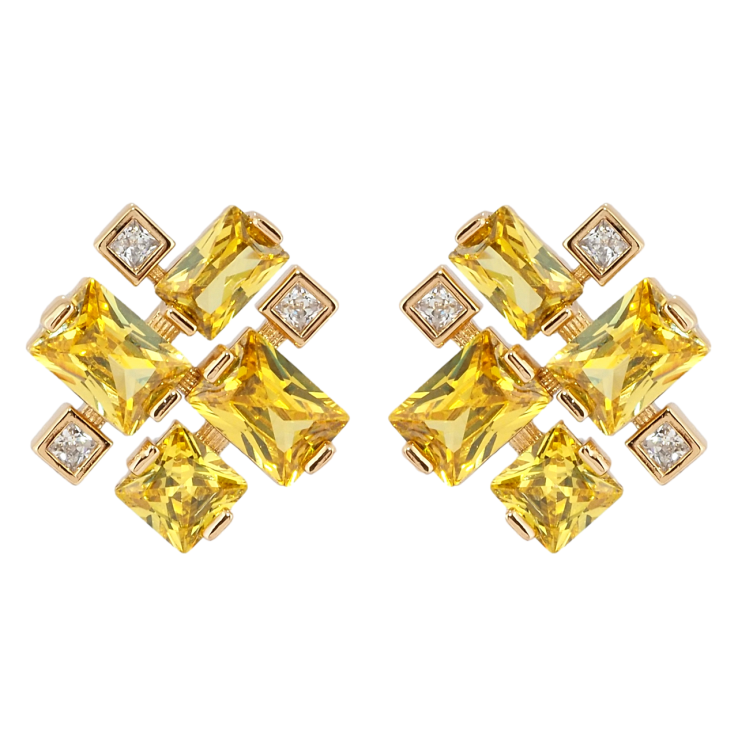 Серьги Xuping Позолота 18K пусеты Желтые фианиты фото №13 Серьги Xuping Позолота 18K пусеты Желтые фианиты фото №13