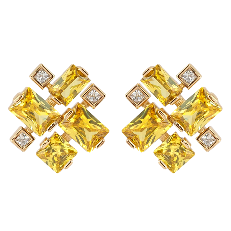 Серьги Xuping Позолота 18K пусеты Желтые фианиты фото №4 Серьги Xuping Позолота 18K пусеты Желтые фианиты фото №4