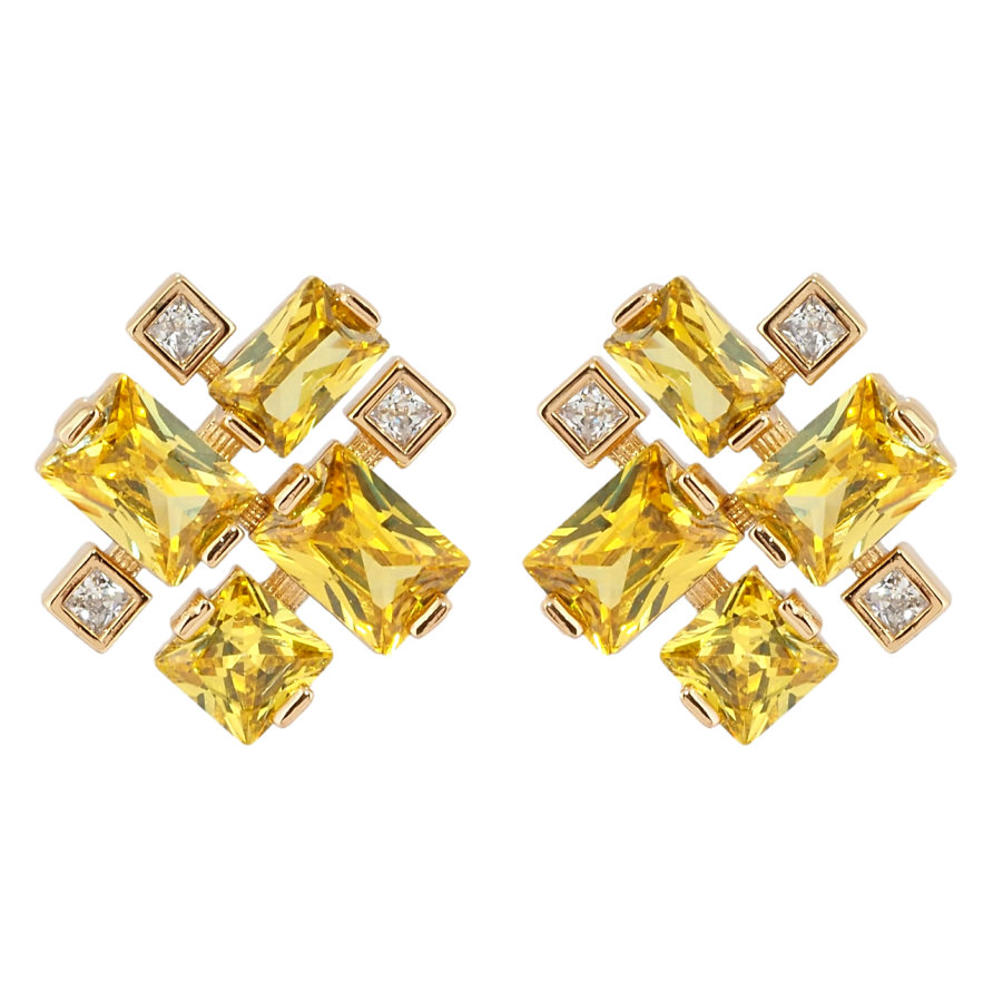 Серьги Xuping Позолота 18K пусеты Желтые фианиты фото №1 Серьги Xuping Позолота 18K пусеты Желтые фианиты фото №1