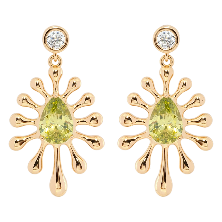 Серьги Xuping Позолота 18K пусеты Декоративные подвески с салатовыми фианитами фото №16 Серьги Xuping Позолота 18K пусеты Декоративные подвески с салатовыми фианитами фото №16