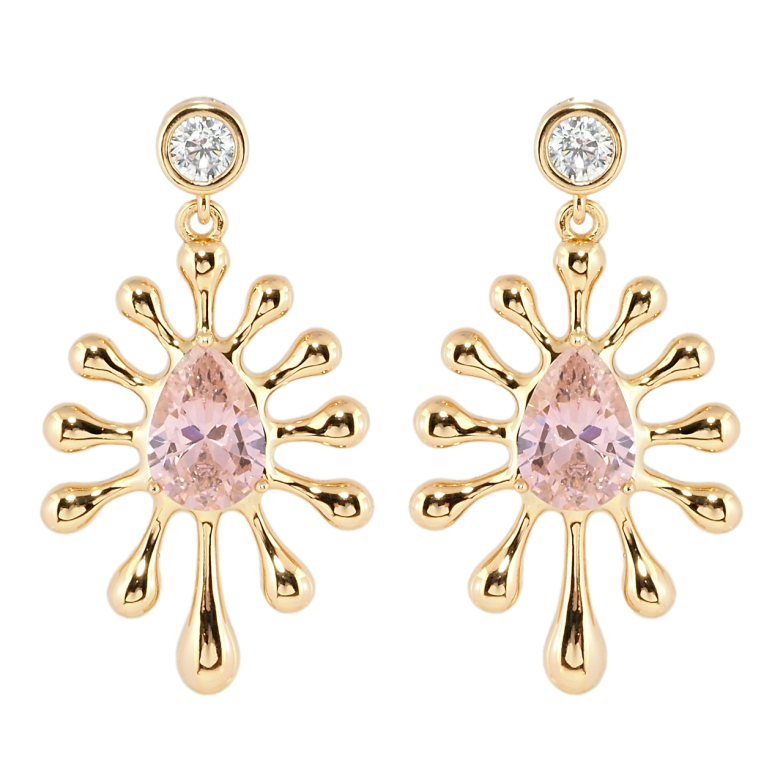 Серьги Xuping Позолота 18K пусеты Декоративные подвески с розовыми фианитами фото №4 Серьги Xuping Позолота 18K пусеты Декоративные подвески с розовыми фианитами фото №4