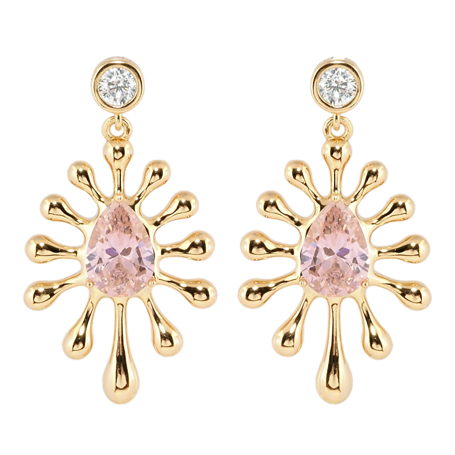 Серьги Xuping Позолота 18K пусеты Декоративные подвески с розовыми фианитами фото №1 Серьги Xuping Позолота 18K пусеты Декоративные подвески с розовыми фианитами фото №1