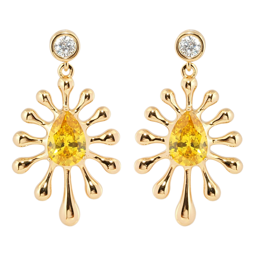 Серьги Xuping Позолота 18K пусеты Декоративные подвески с желтыми фианитами фото №1 Серьги Xuping Позолота 18K пусеты Декоративные подвески с желтыми фианитами фото №1