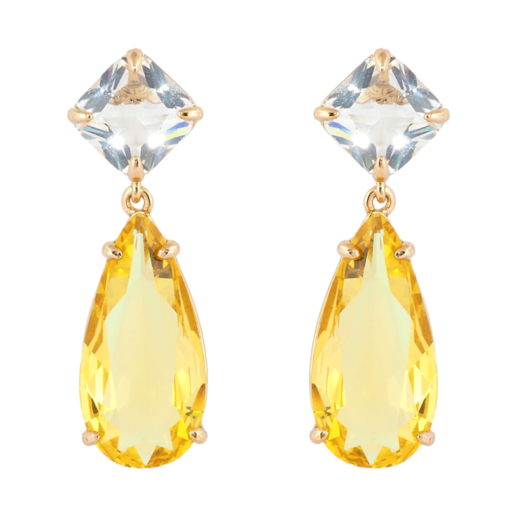 Серьги Xuping Позолота 18K пусеты Кристальные подвески с желтыми фианитами фото №4 Серьги Xuping Позолота 18K пусеты Кристальные подвески с желтыми фианитами фото №4