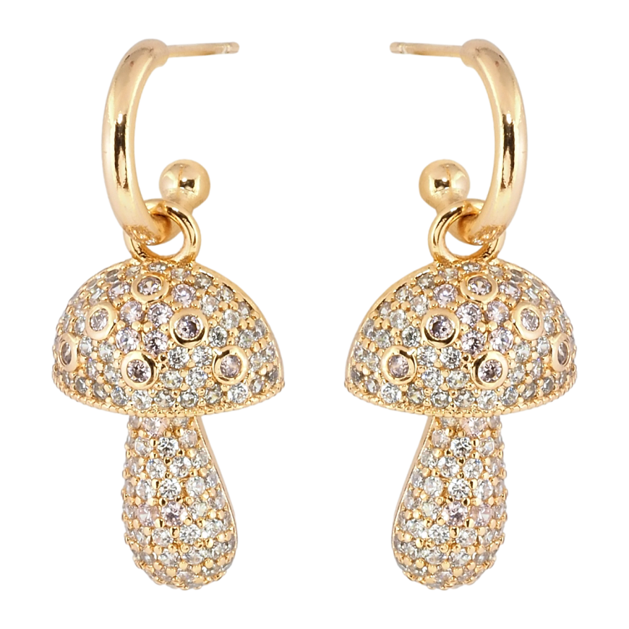 Серьги Xuping Позолота 18K пусеты Грибочки инкрустация бело-розовым цирконием 2 в 1 фото №1 Серьги Xuping Позолота 18K пусеты Грибочки инкрустация бело-розовым цирконием 2 в 1 фото №1
