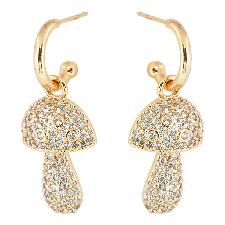 Серьги Xuping Позолота 18K пусеты Грибочки инкрустация цирконием 2 в 1 фото №24 Серьги Xuping Позолота 18K пусеты Грибочки инкрустация цирконием 2 в 1 фото №24