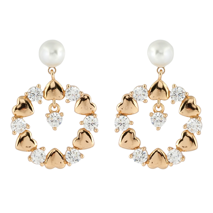 Серьги Xuping Позолота 18K пусеты Подески веночки с цирконием и сердечками фото №23 Серьги Xuping Позолота 18K пусеты Подески веночки с цирконием и сердечками фото №23