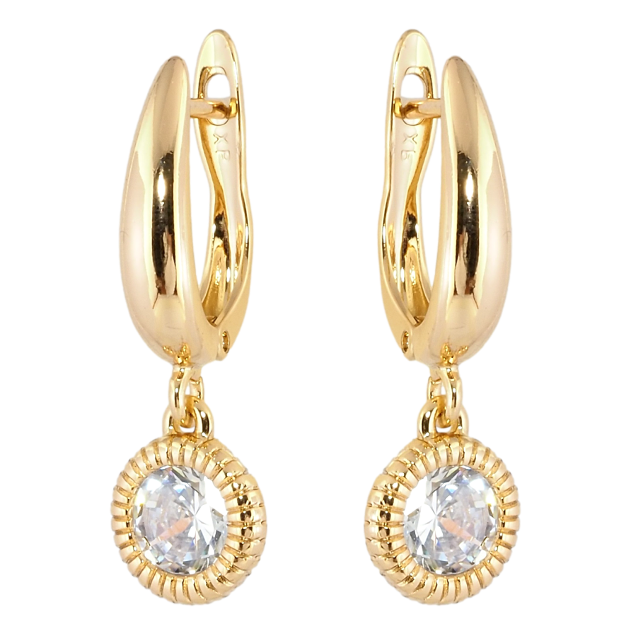Серьги Xuping Позолота 18K английский замок Кристальные подвески ø 9мм фото №1 Серьги Xuping Позолота 18K английский замок Кристальные подвески ø 9мм фото №1