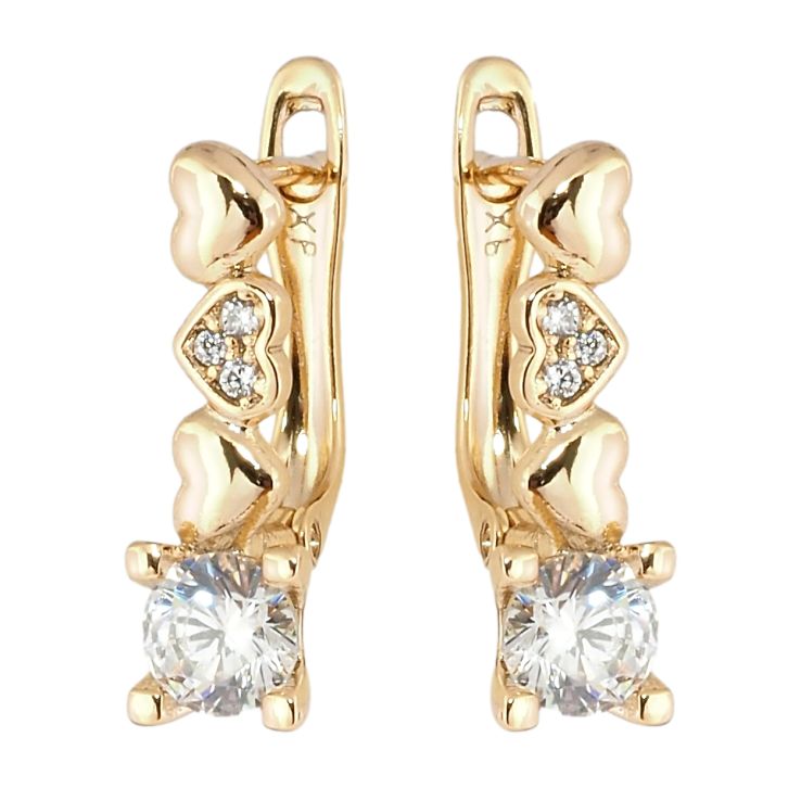 Серьги Xuping Позолота 18K английский замок Сердечки с фианитами фото №6 Серьги Xuping Позолота 18K английский замок Сердечки с фианитами фото №6