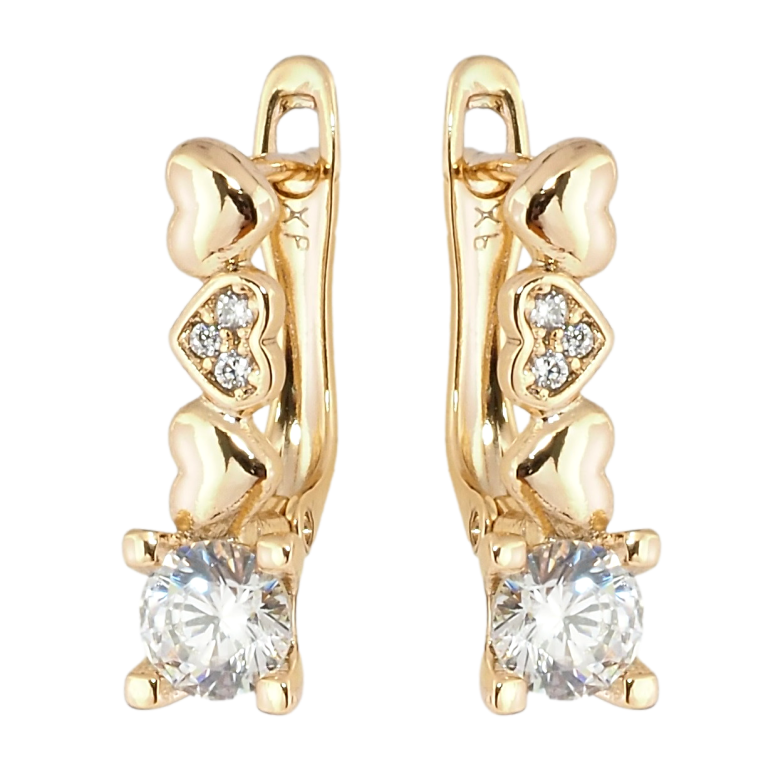 Сережки Xuping Позолота 18K англійський замок Сережки з фіанітами фото №5 Сережки Xuping Позолота 18K англійський замок Сережки з фіанітами фото №5