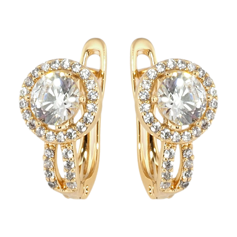 Сережки Xuping Позолота 18K англійський замок Кристальний блиск фото №4 Сережки Xuping Позолота 18K англійський замок Кристальний блиск фото №4