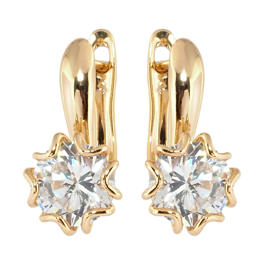 Серьги Xuping Позолота 18K английский замок Фианиты фото №1 Серьги Xuping Позолота 18K английский замок Фианиты фото №1
