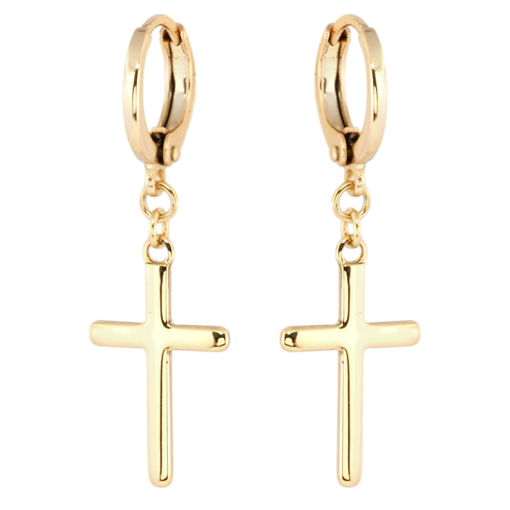 Серьги Xuping Позолота 18K подвески на колечках Крестики фото №1