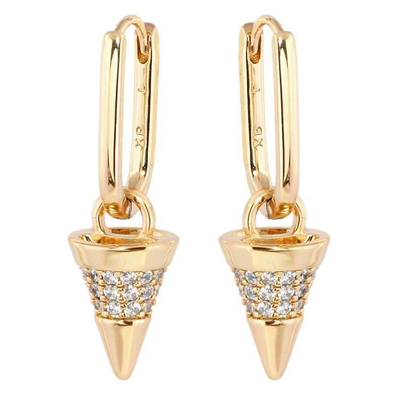 Сережки Xuping Позолота 18K підвіски на колечках Конуси з цирконієм 2 в 1 фото №7 Сережки Xuping Позолота 18K підвіски на колечках Конуси з цирконієм 2 в 1 фото №7