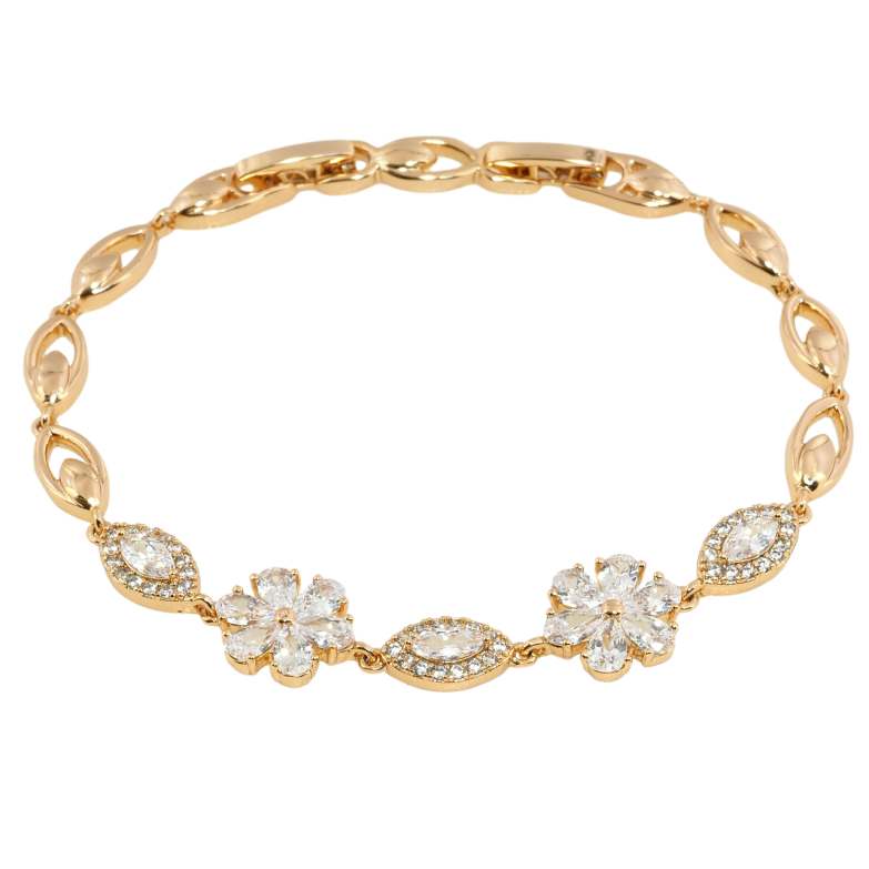 Браслет Xuping Позолота 18K Кристальные цветочки длина с доп.замком 17,19см х 5мм фото №1 Браслет Xuping Позолота 18K Кристальные цветочки длина с доп.замком 17,19см х 5мм фото №1