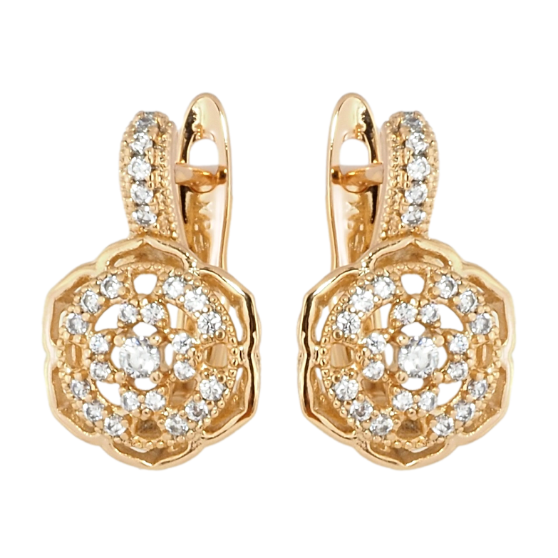 Серьги Xuping Позолота 18K английский замок Цветы инкрустация цирконием фото №5 Серьги Xuping Позолота 18K английский замок Цветы инкрустация цирконием фото №5