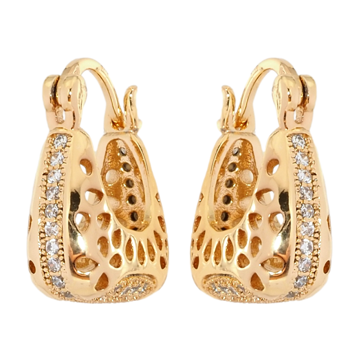 Серьги Xuping Позолота 18K замок-булавка Декоративные корзинки с дорожками циркония и вырезами фото №11