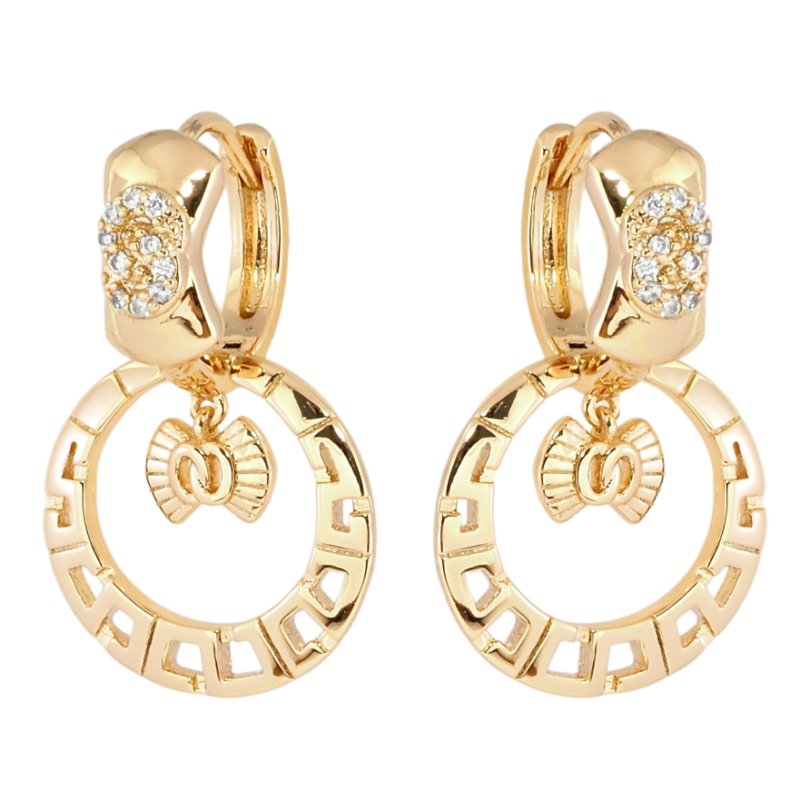 Сережки Xuping Позолота 18K підвіски на колечках Різні кола з метеликами фото №1 Сережки Xuping Позолота 18K підвіски на колечках Різні кола з метеликами фото №1