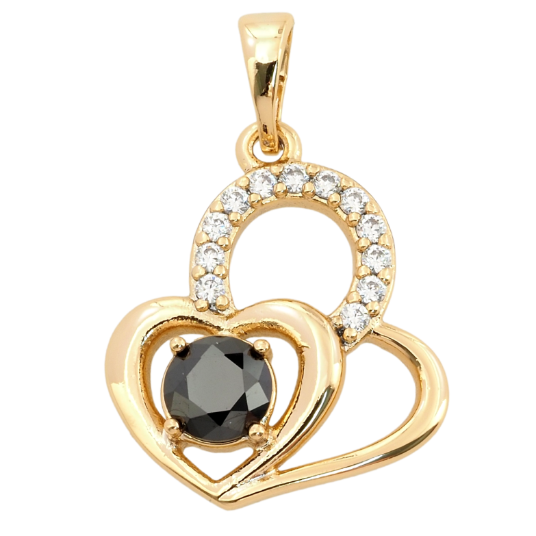 Кулон Xuping Позолота 18K Сердечки з цирконієм та чорним фіанітом для ланцюжка до 5мм фото №4 Кулон Xuping Позолота 18K Сердечки з цирконієм та чорним фіанітом для ланцюжка до 5мм фото №4